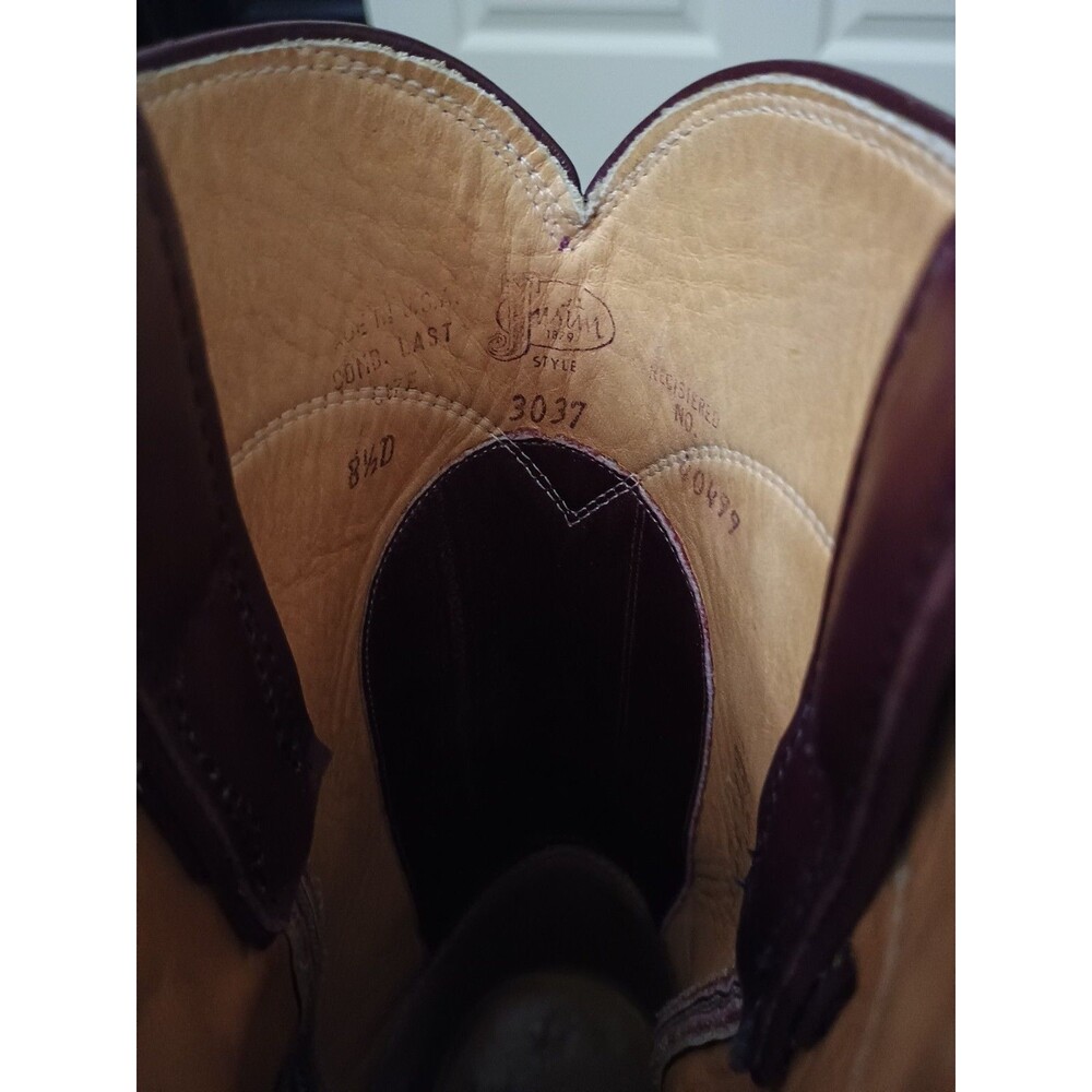Men's Red Brown Justin Leather Western Cowboy Boots Sz 12 E - Picture 6 of 10